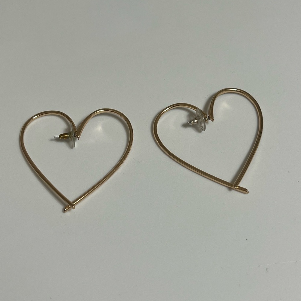 Gold Heart Hoop Earrings - Women's Gold Tone Heart-Shaped Hoops